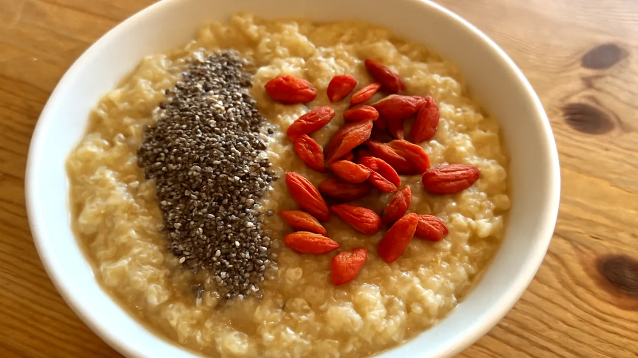 Porridge di quinoa con semi di chia e bacche di goji"