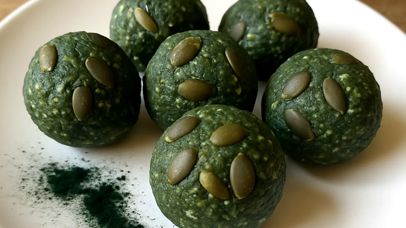 Energy balls ai semi di zucca e spirulina"
